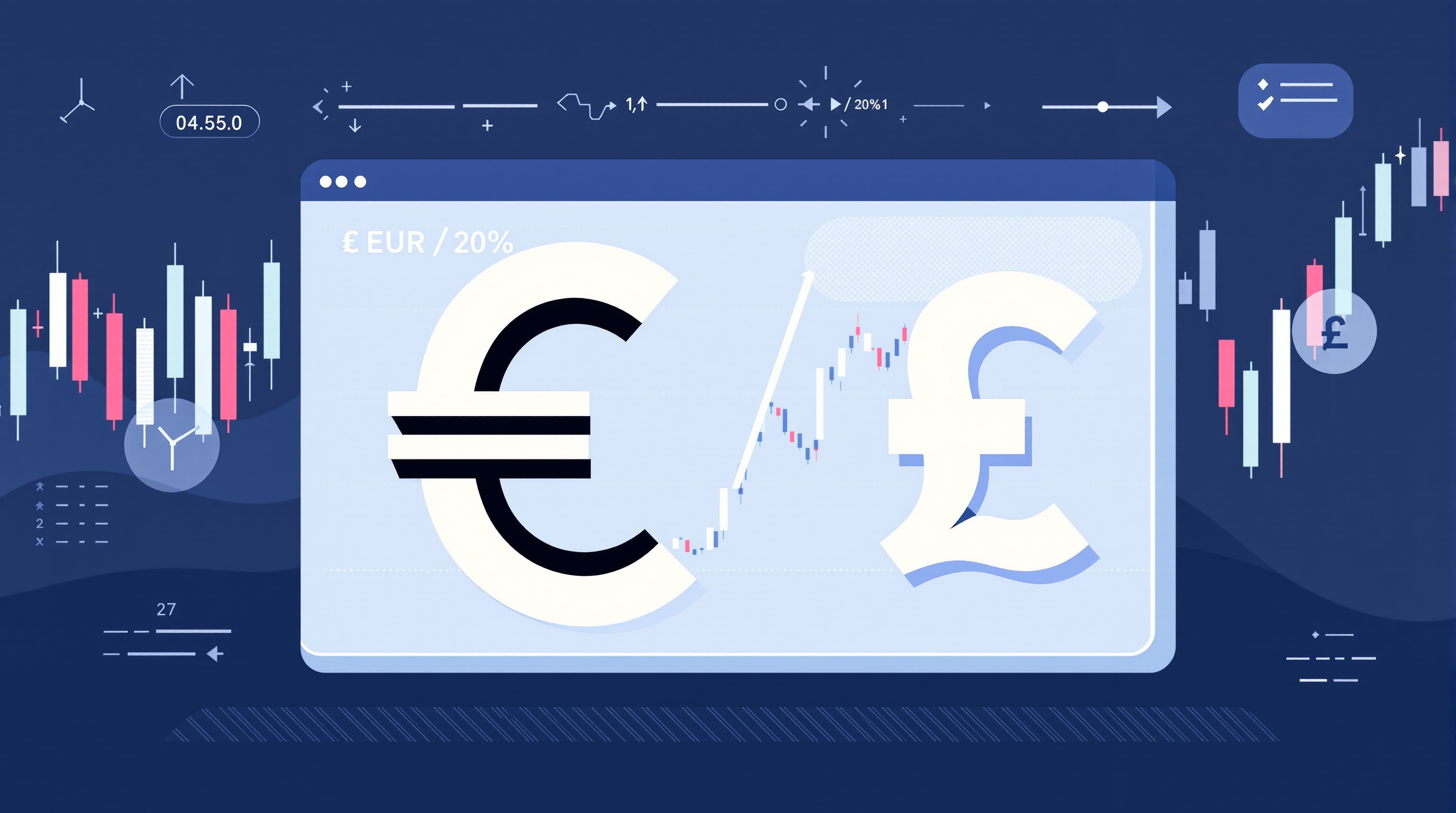 Illustration of a currency pair quote with base and quote currency labelled on a trading chart