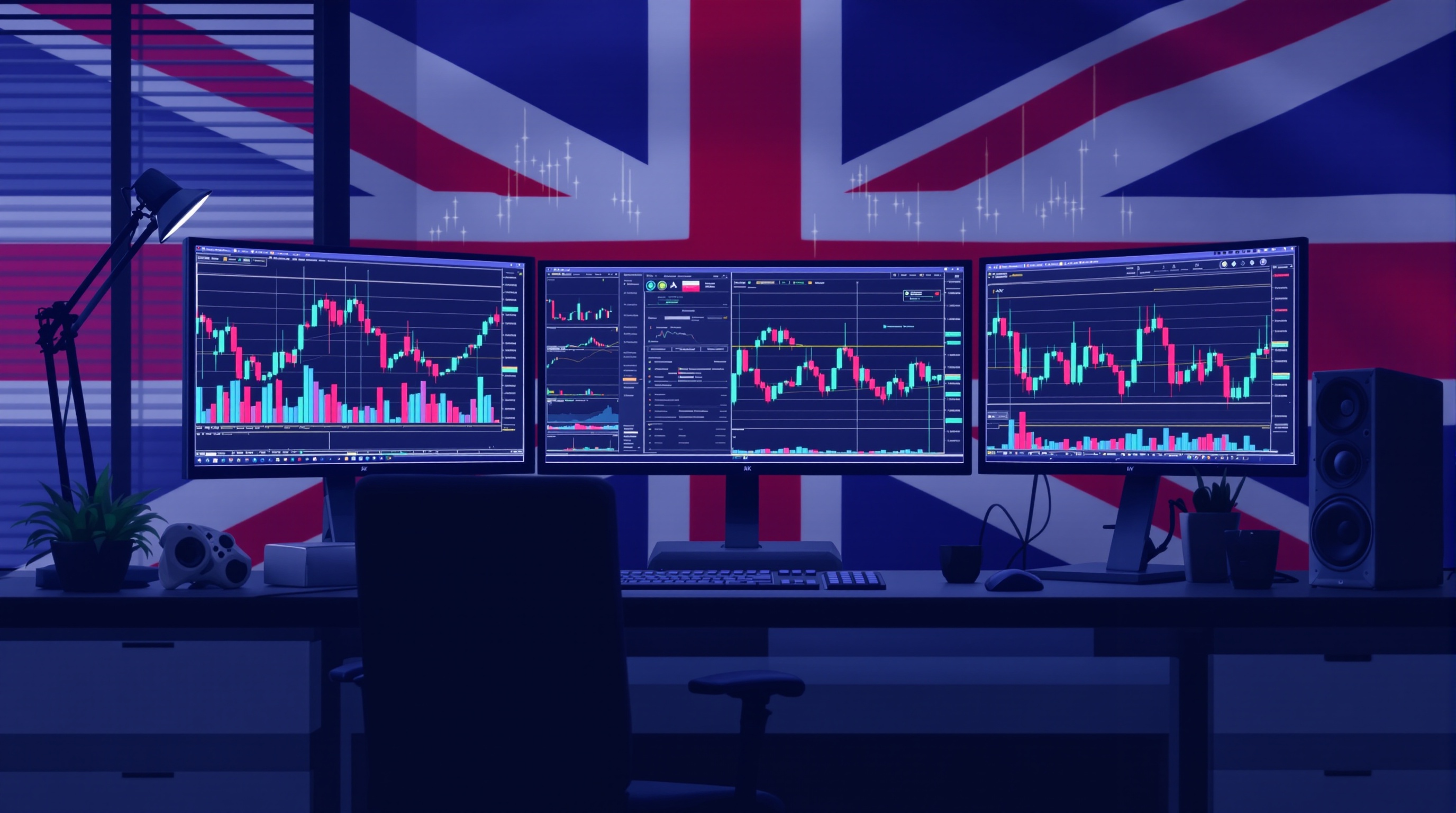 Trader comparing MetaTrader 4 charts and broker cost data on a desktop setup