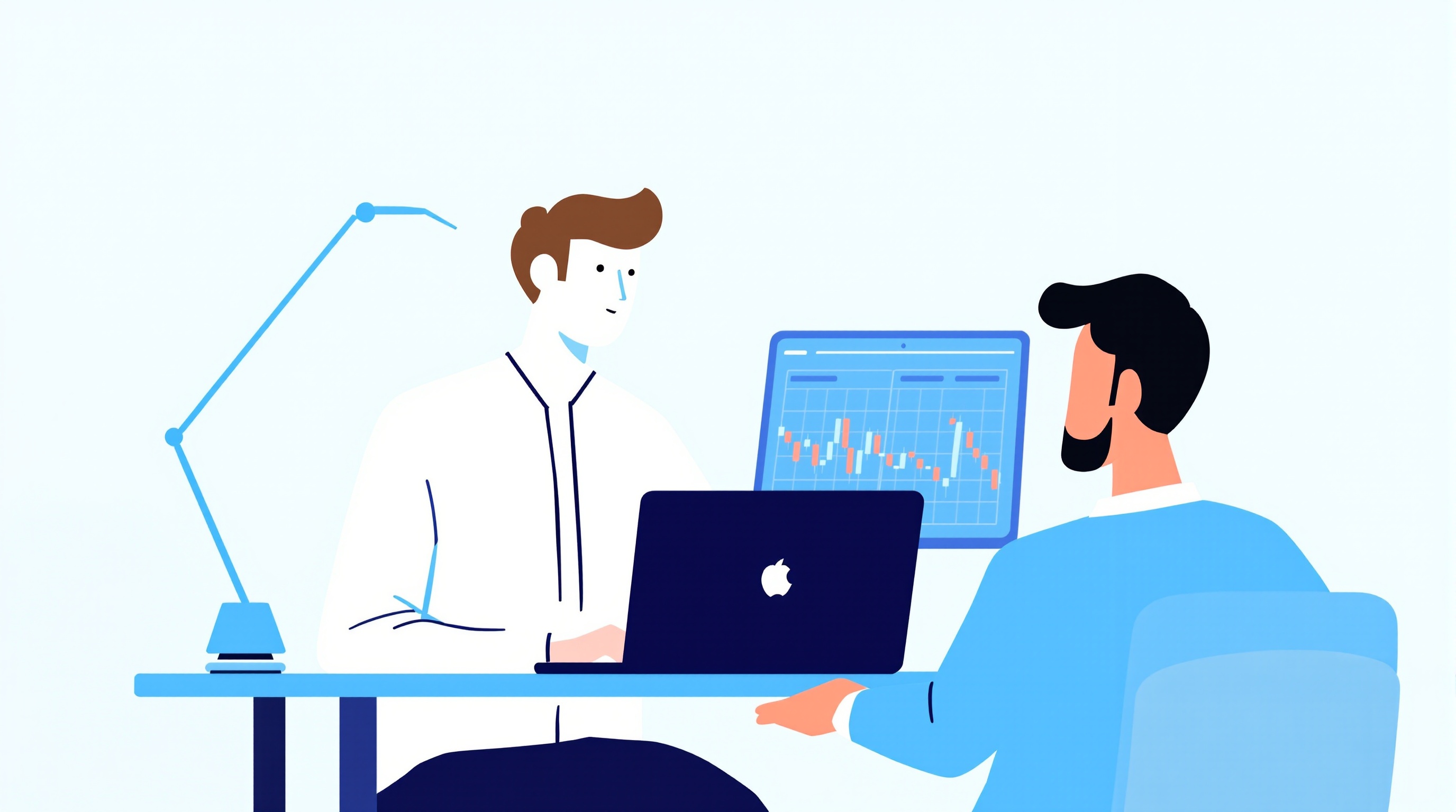 Trader reviewing account tier options on a laptop with forex charts in the background