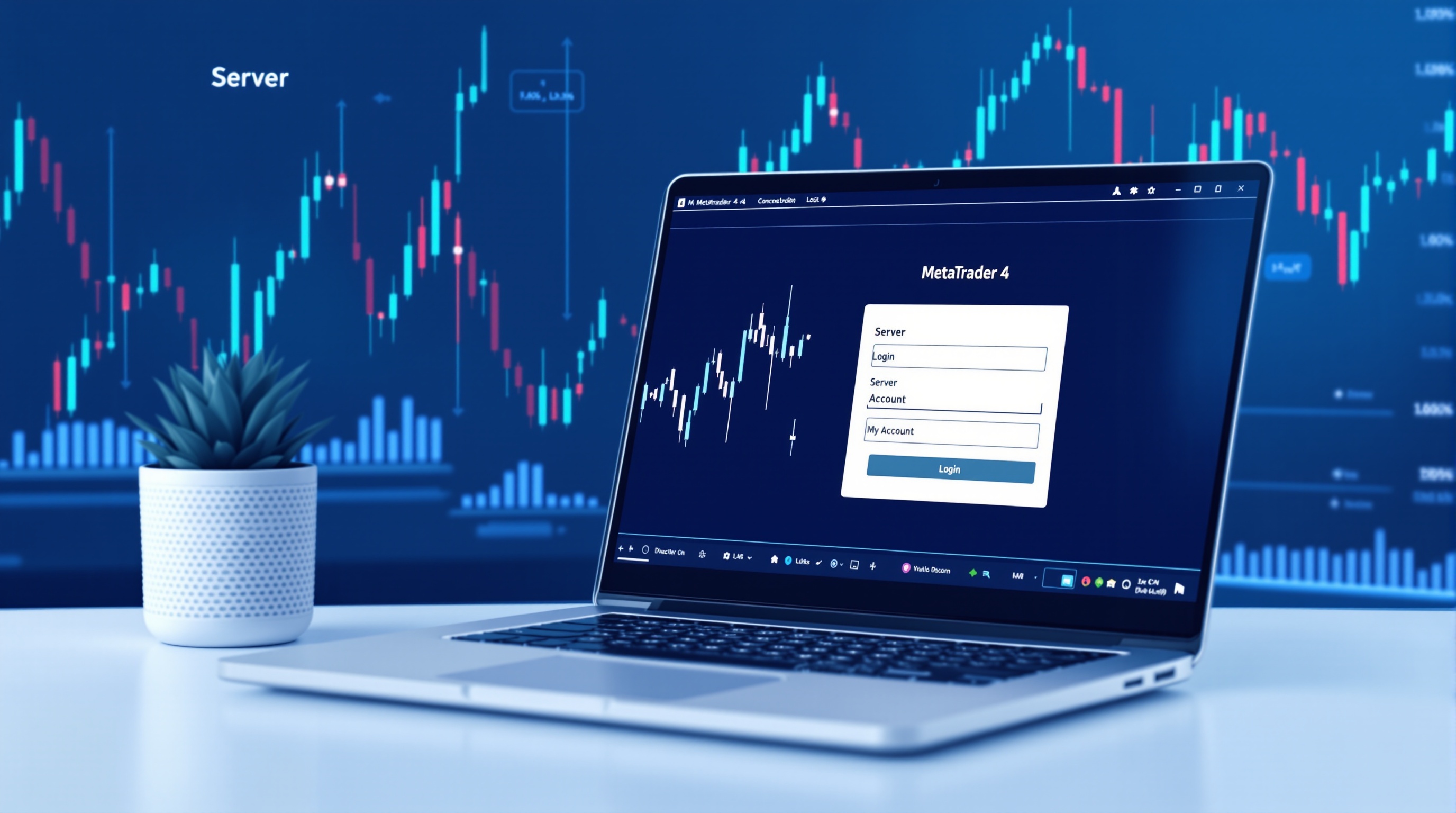 Trader entering MetaTrader 4 server login details to connect to a UK broker