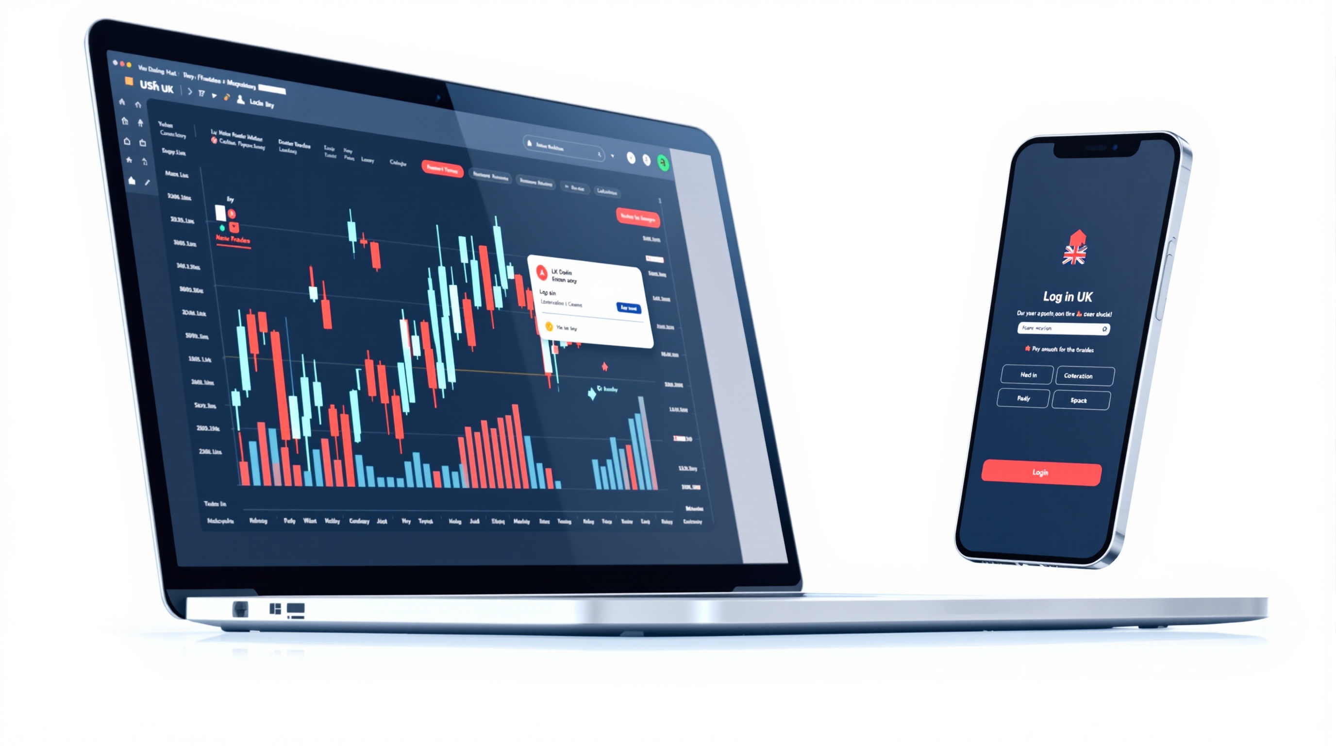 Trader connecting MetaTrader 4 platform to a UK broker server on a laptop screen