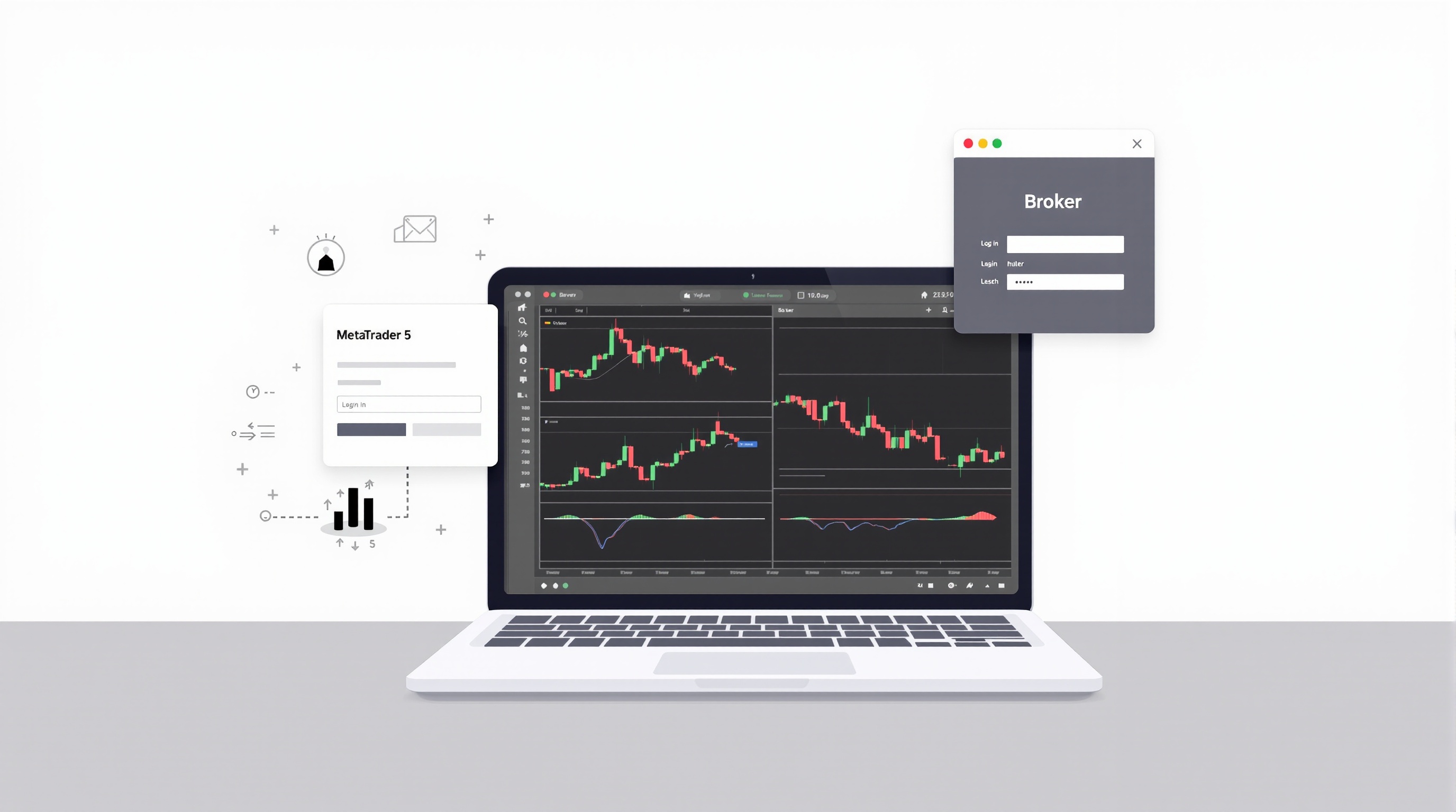 Trader connecting MetaTrader 5 desktop platform to a Pepperstone brokerage account