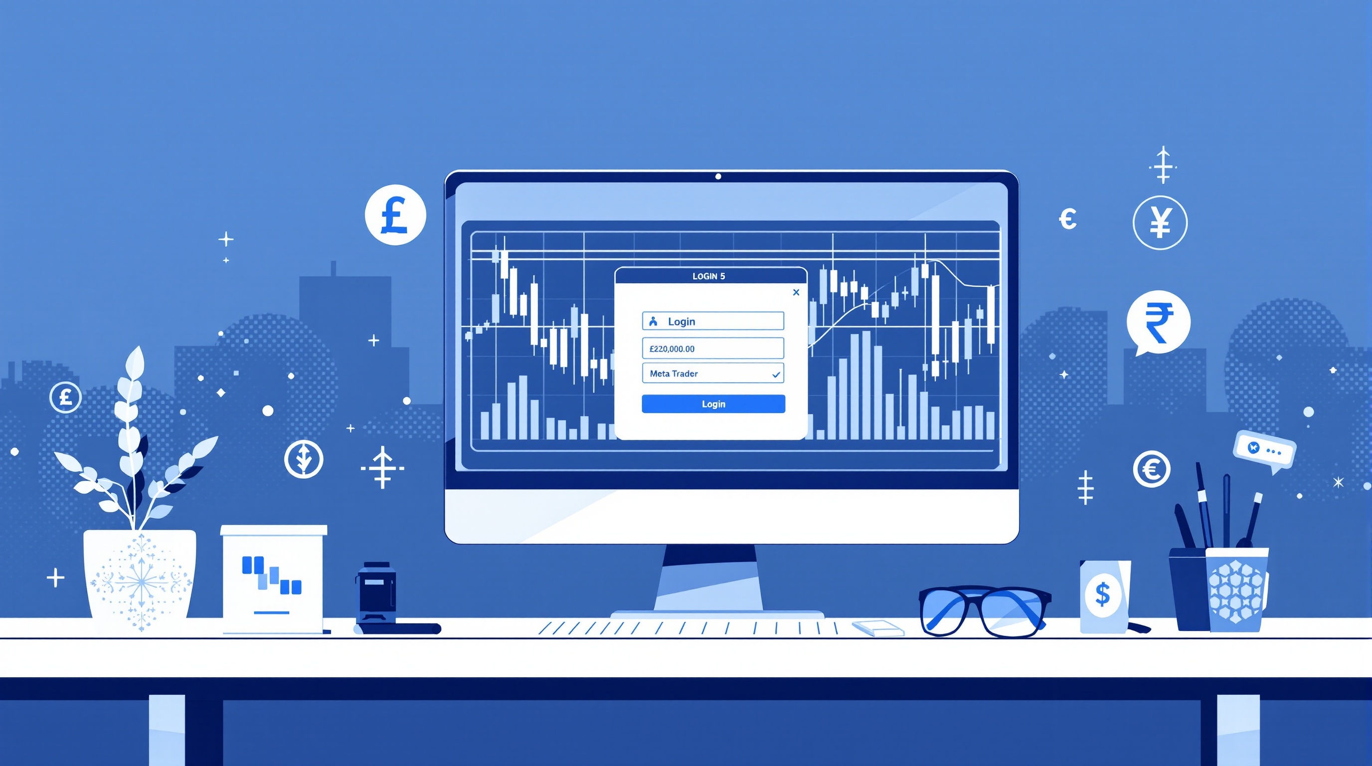 Trader setting up MetaTrader 5 platform connection to a broker server
