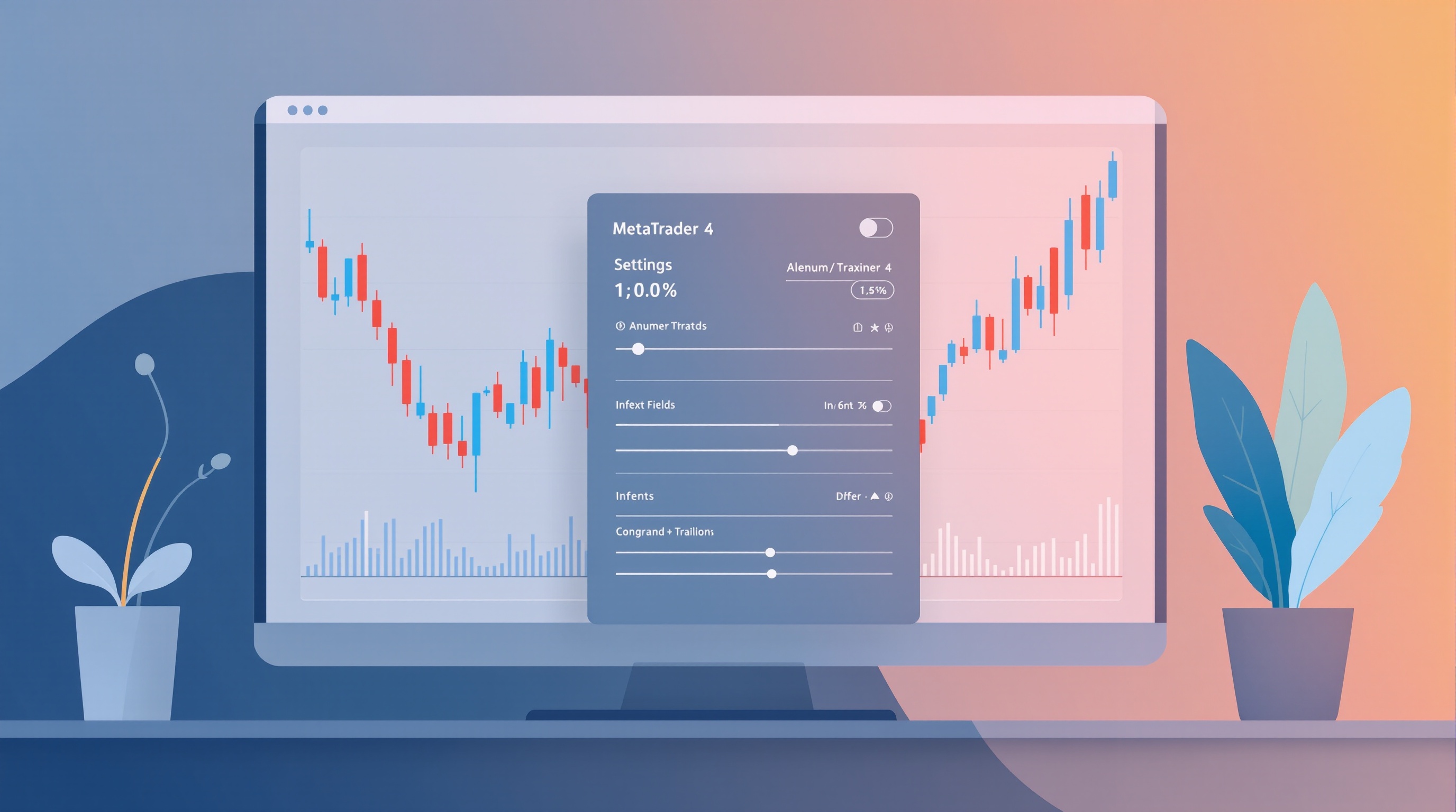 Trader configuring an expert advisor on MetaTrader 4 charts
