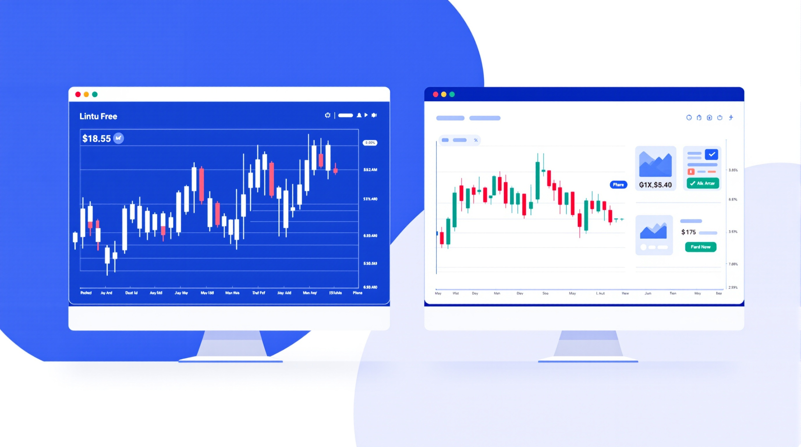 Side-by-side comparison of MetaTrader 4 and MetaTrader 5 chart windows on a desktop screen