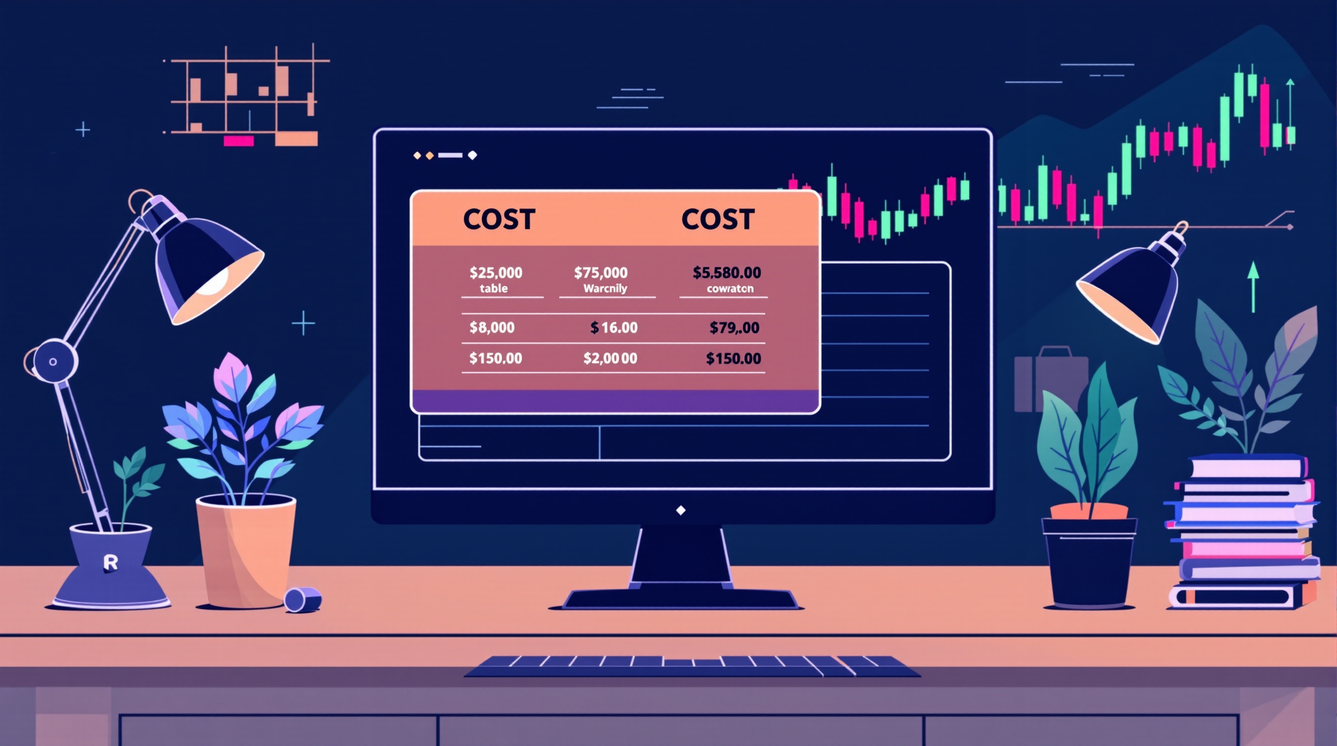 Trader comparing spread and commission tables on two broker account types side by side