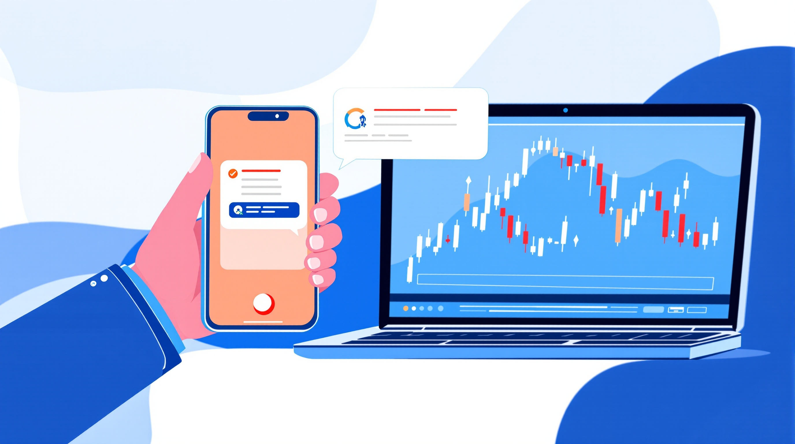 Trader checking a Telegram forex signal against a broker's live chart before placing a trade